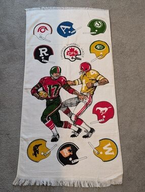 Vintage 1970s CFL - Canadian Football League - Team Helmets Towel - NOS - Cool!!